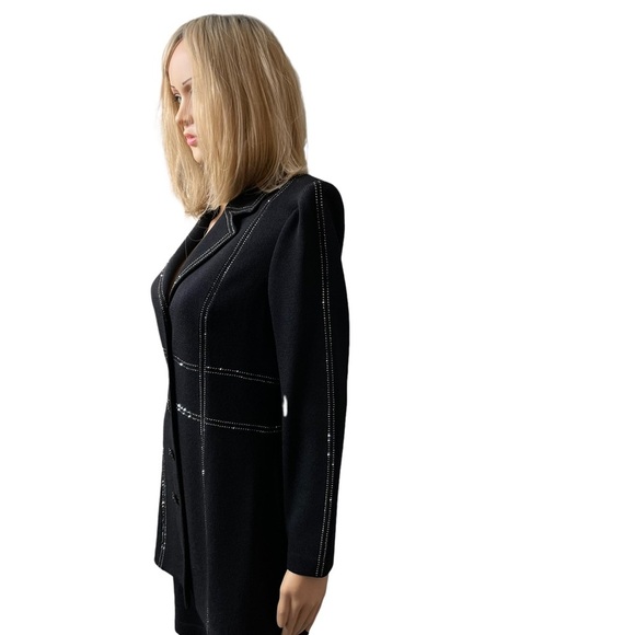 St. John Evening Black Studded Embellished Santana Knit Blazer Size 6 - Picture 4 of 10